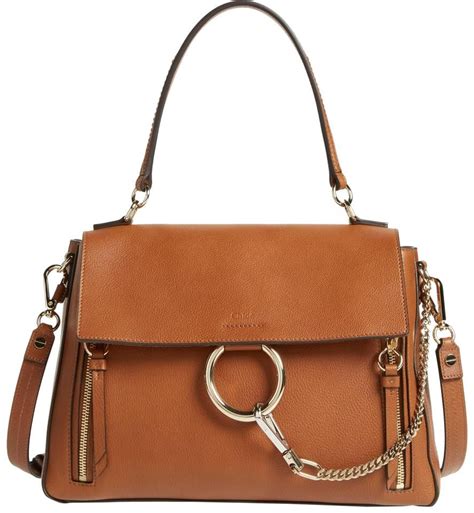 CHLOE Calfskin Mini Faye Day Shoulder Bag Tan.